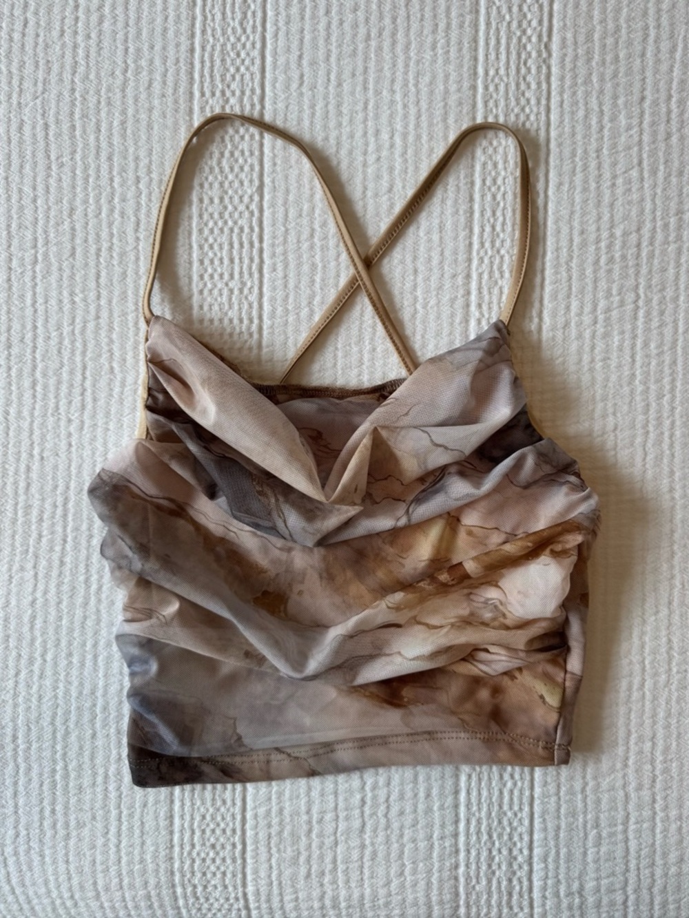 Strappy Marble-Print Crop Top